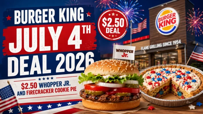 Burger King July 4 Deal 2026: $2.50 Whopper Jr. and Firecracker Cookie Pie