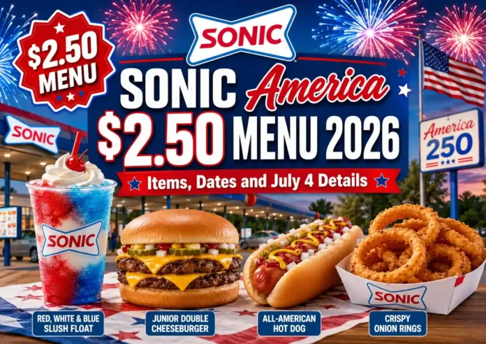 SONIC America $2.50 Menu 2026 Items, Dates and July 4 Details